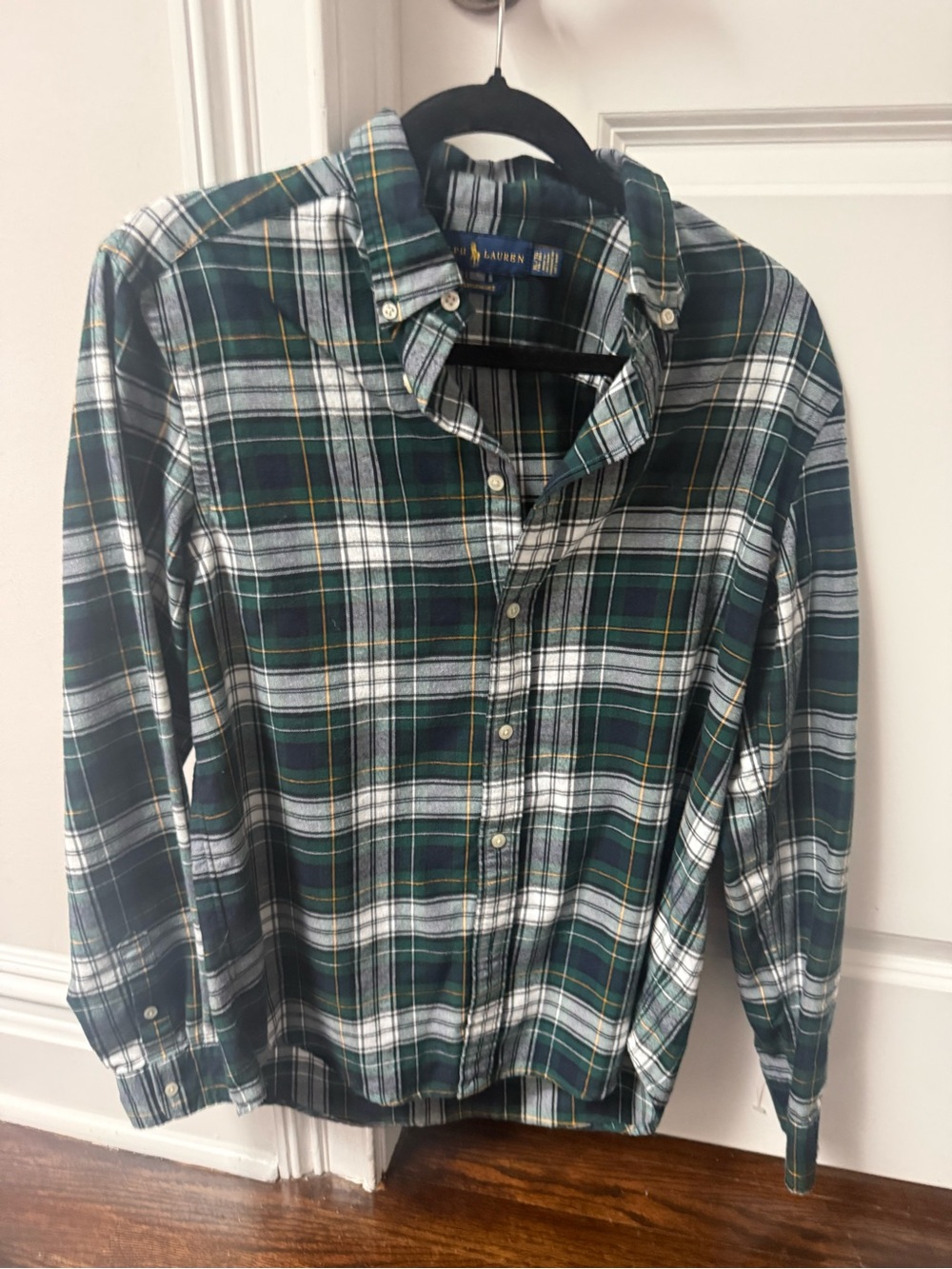 Ralph Lauren Dark Green and White Plaid Button-Down Shirt